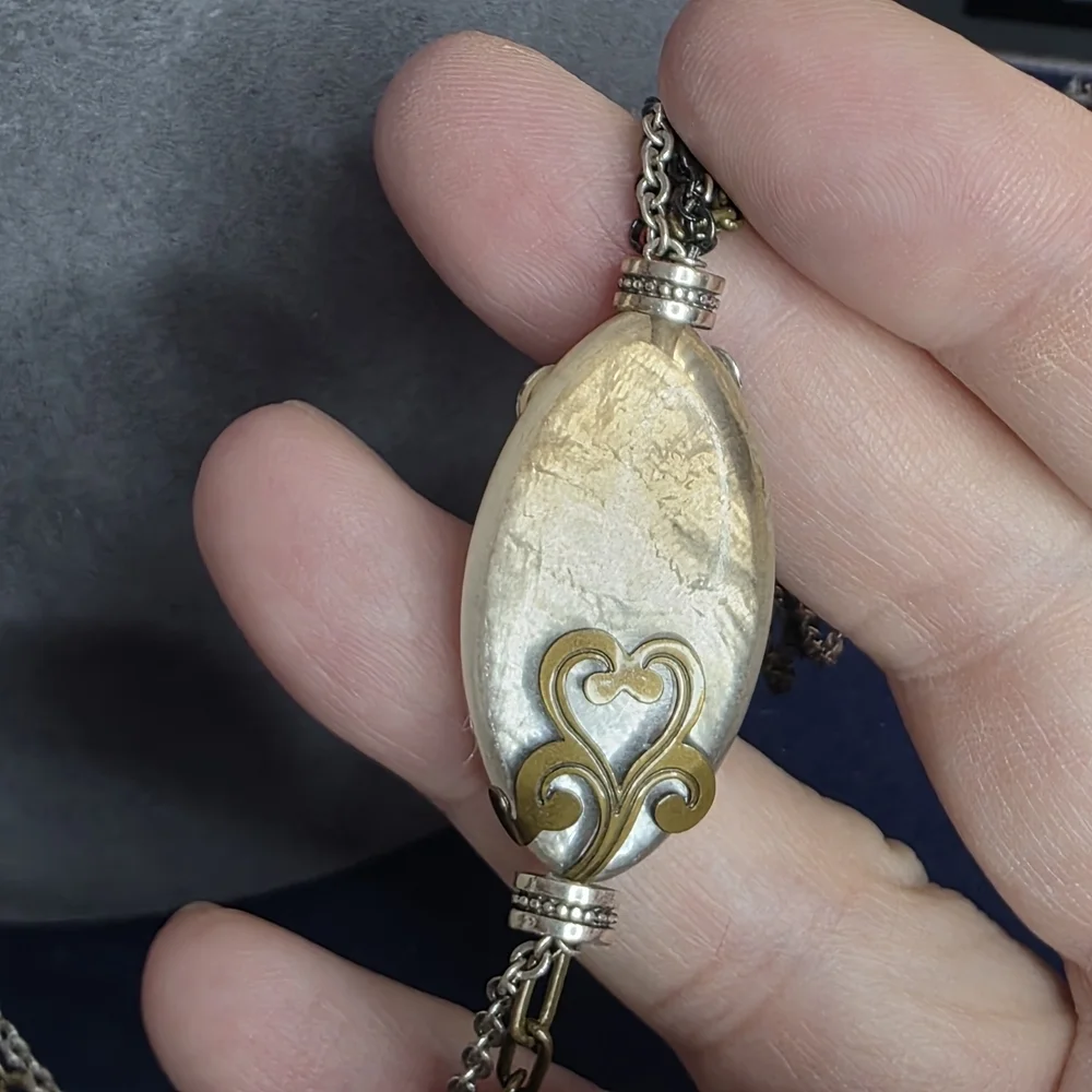 Brighton Long Station Necklace Multistrand Mixed Metal Heart Detail 772